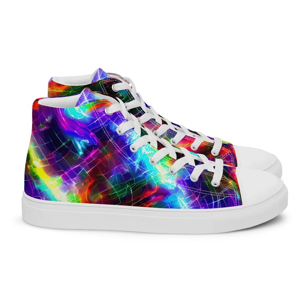 Shattered Spectrum on Women's High Top Canvas Shoes — Right