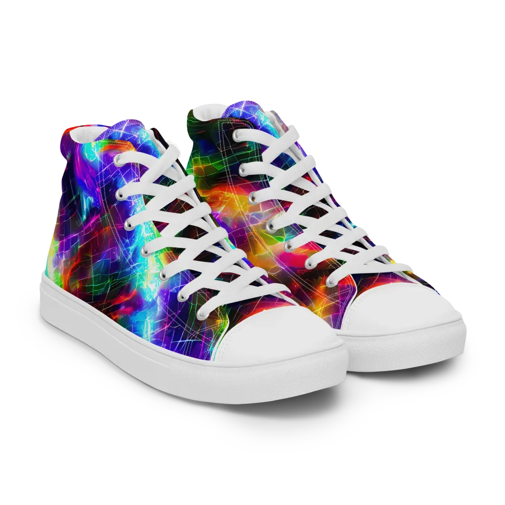 Shattered Spectrum on Women's High Top Canvas Shoes — Right Front