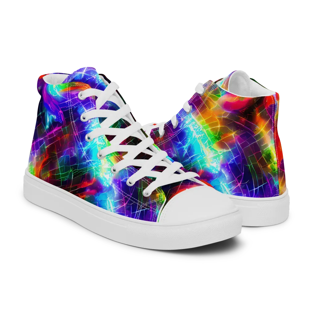 Shattered Spectrum on Women's High Top Canvas Shoes — Right