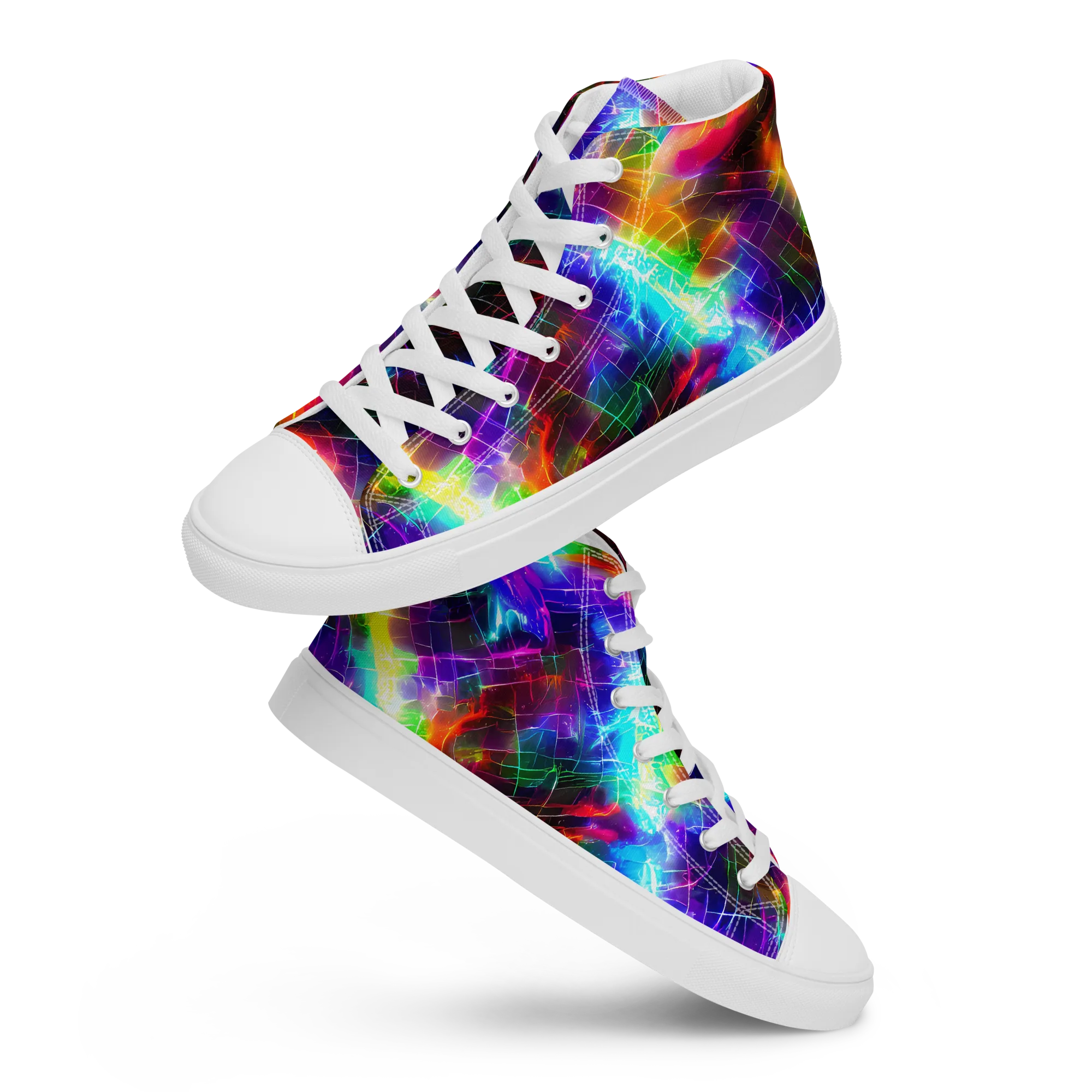 Shattered Spectrum on Women's High Top Canvas Shoes — Front