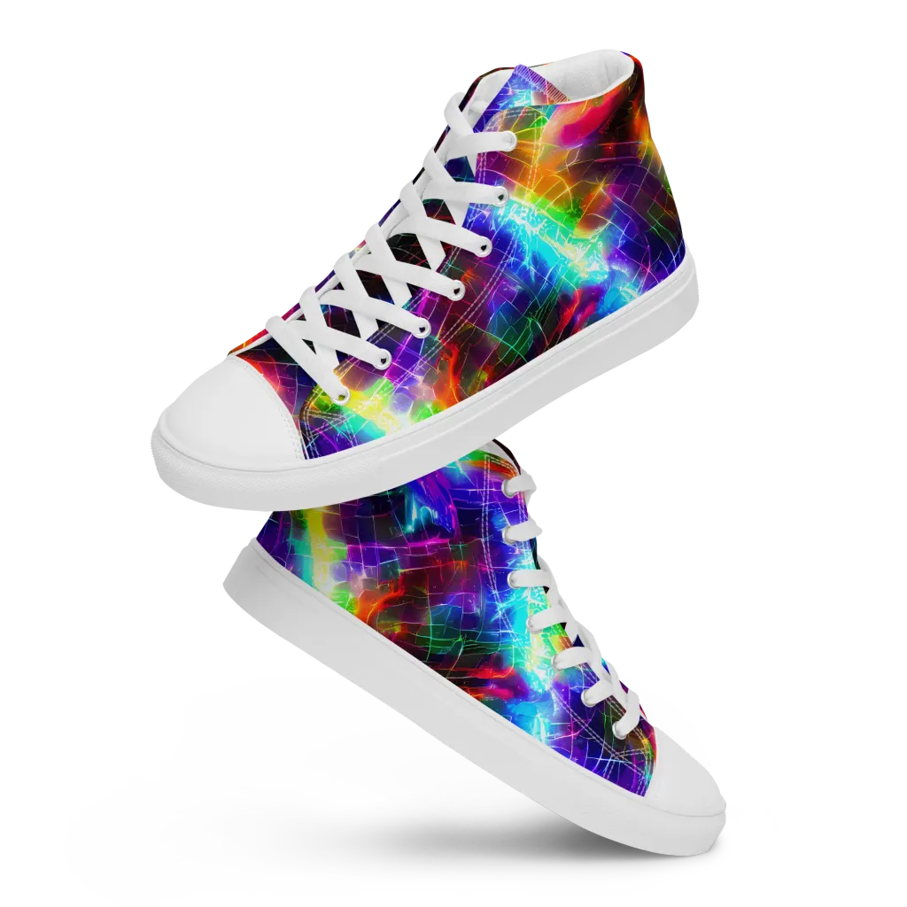 Shattered Spectrum on Women's High Top Canvas Shoes — Front