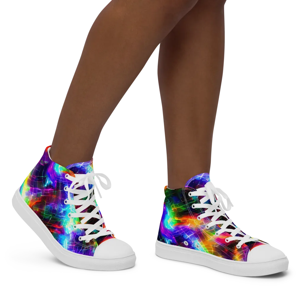 Shattered Spectrum on Women's High Top Canvas Shoes — Right