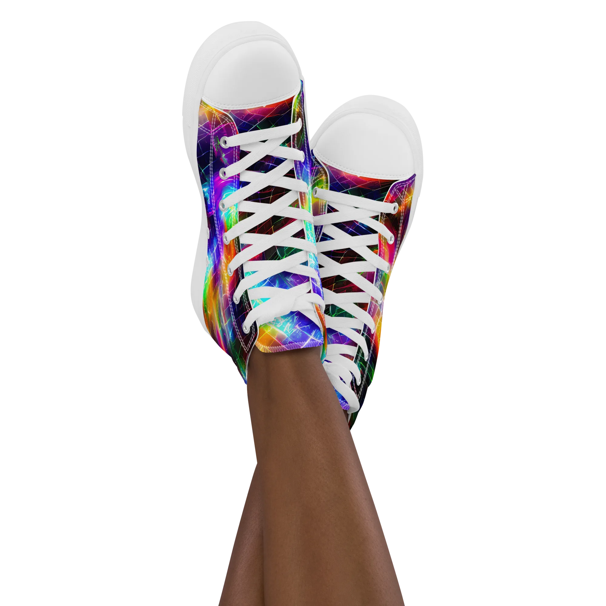 Shattered Spectrum on Women's High Top Canvas Shoes — Front