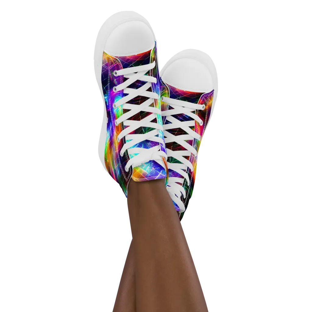 Shattered Spectrum on Women's High Top Canvas Shoes — Front
