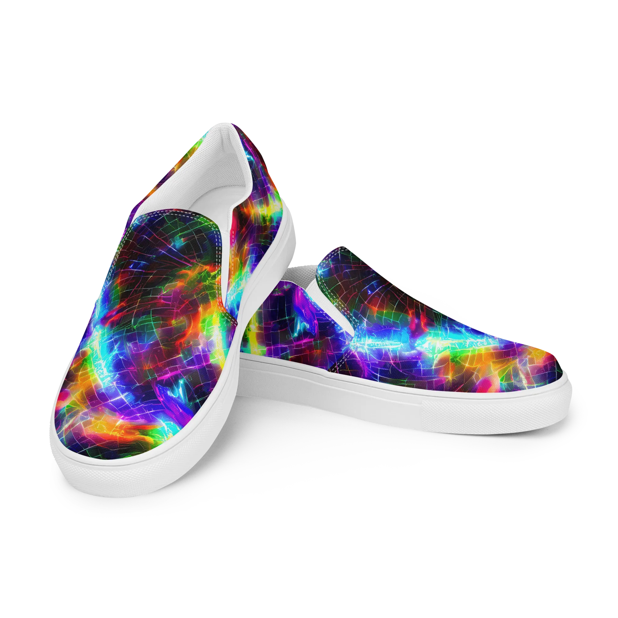 Shattered Spectrum on Men's Slip-On Canvas Shoes — Left Front