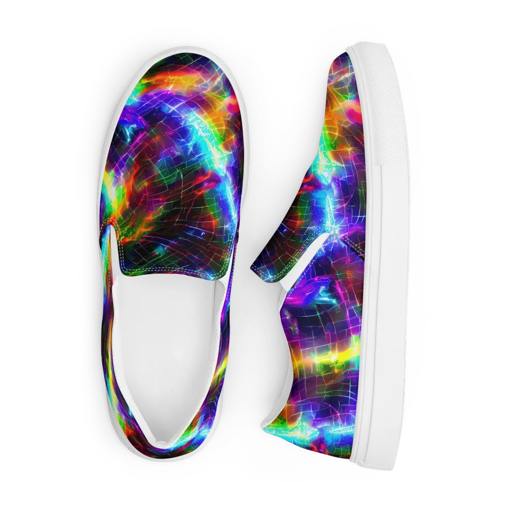 Shattered Spectrum on Men's Slip-On Canvas Shoes — Front