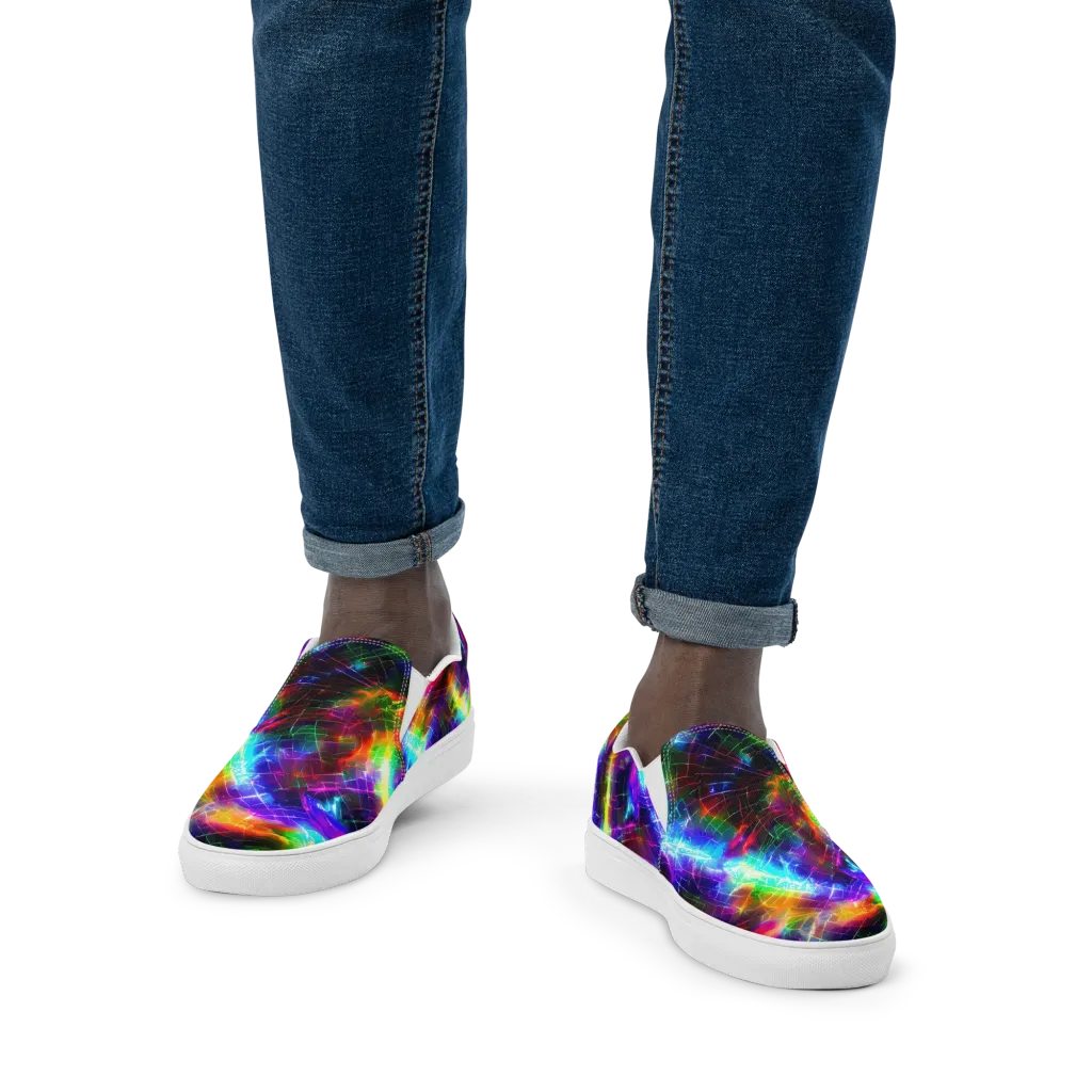 Shattered Spectrum on Men's Slip-On Canvas Shoes — Front