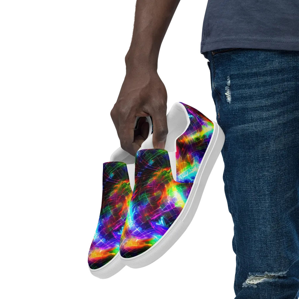 Shattered Spectrum on Men's Slip-On Canvas Shoes — Left Front