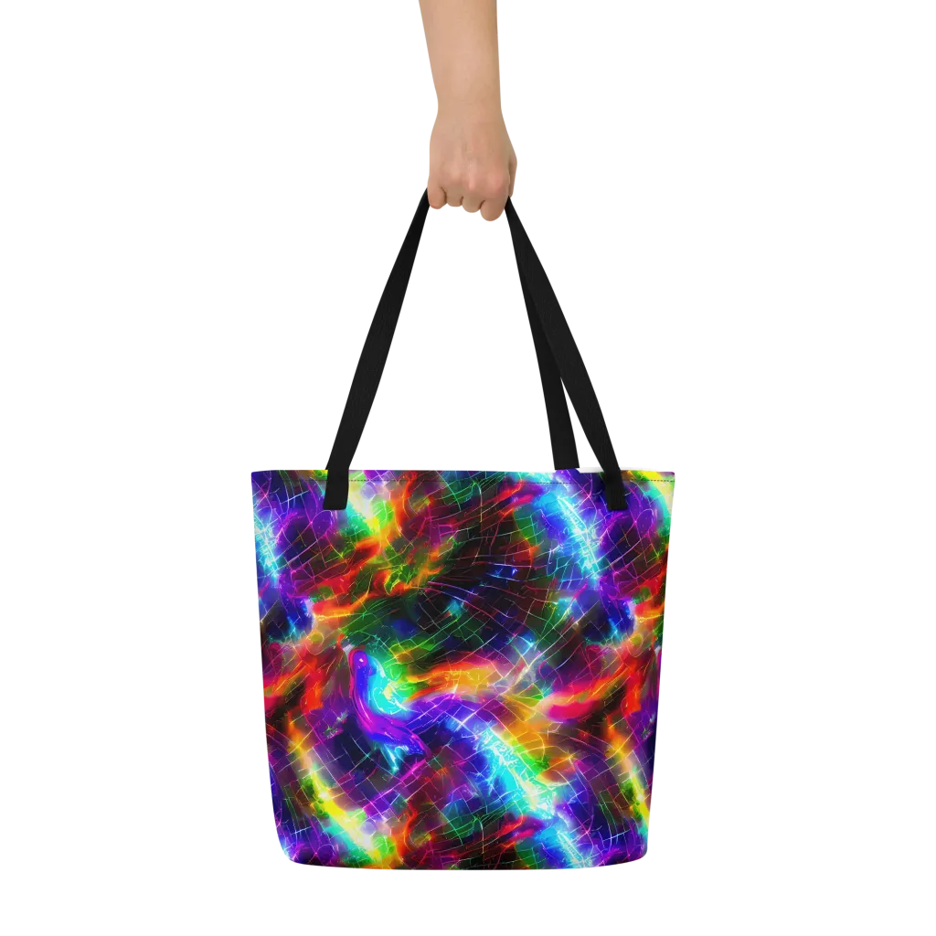 Shattered Spectrum on Large Tote Bag W/ Pocket — Front