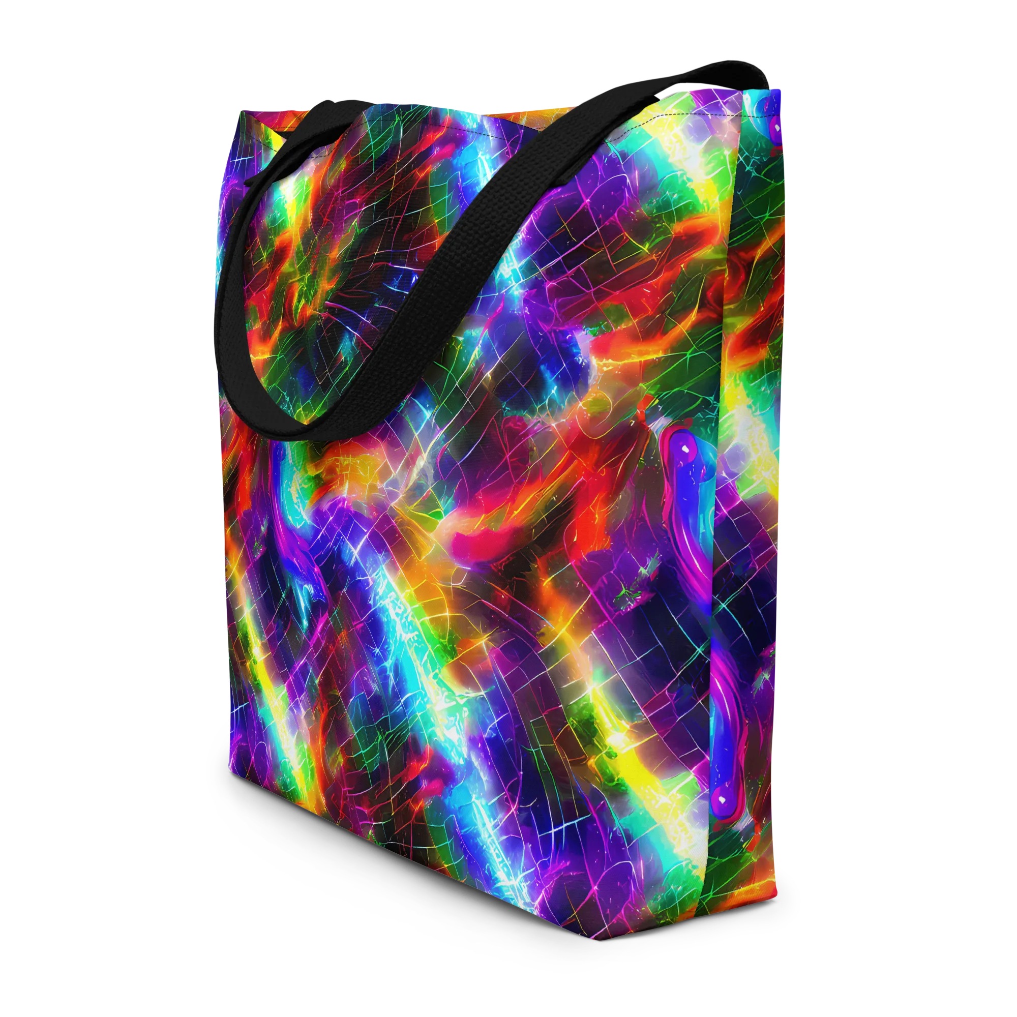 Shattered Spectrum on Large Tote Bag W/ Pocket — Front