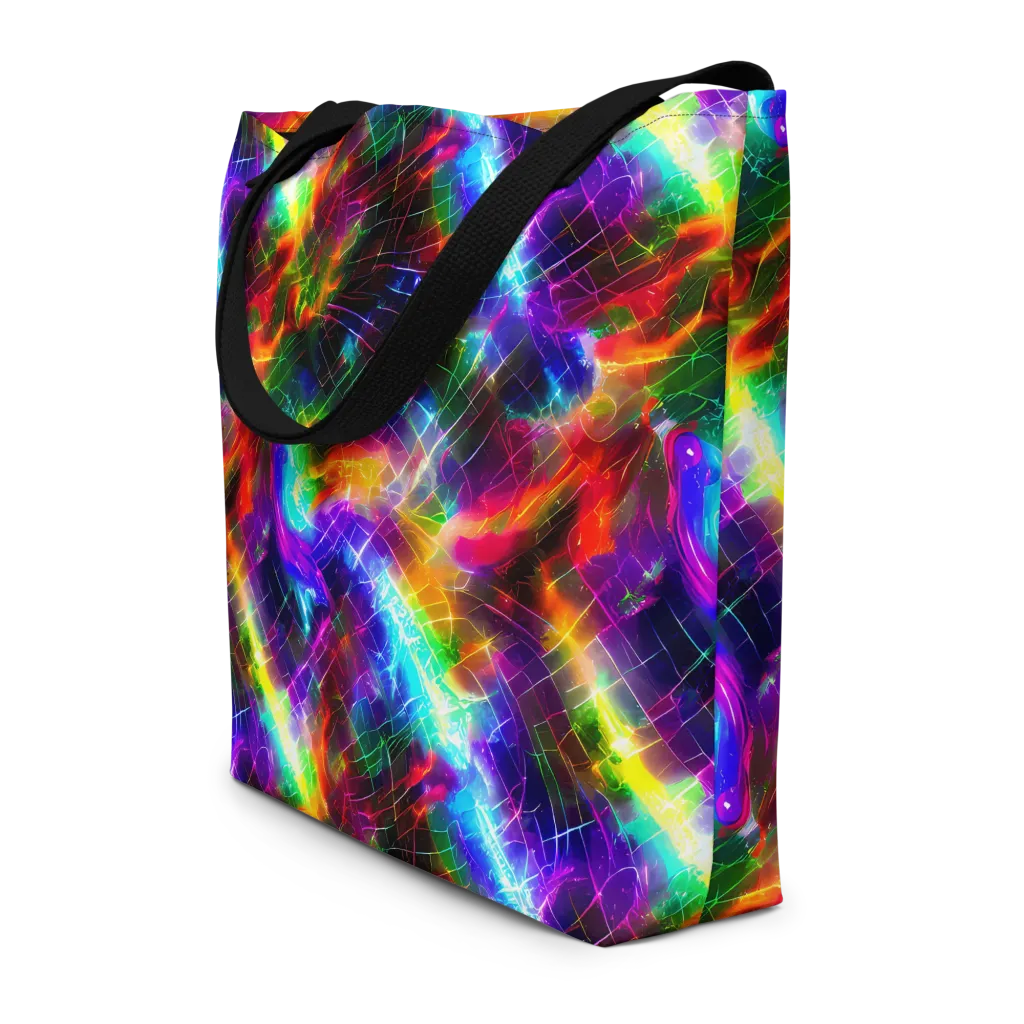 Shattered Spectrum on Large Tote Bag W/ Pocket — Front