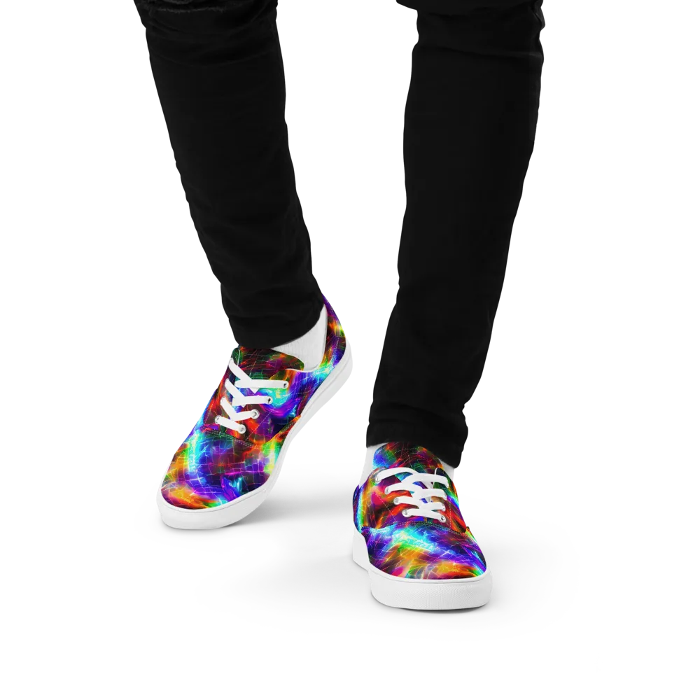 Shattered Spectrum on Men's Lace-Up Canvas Shoes — Front