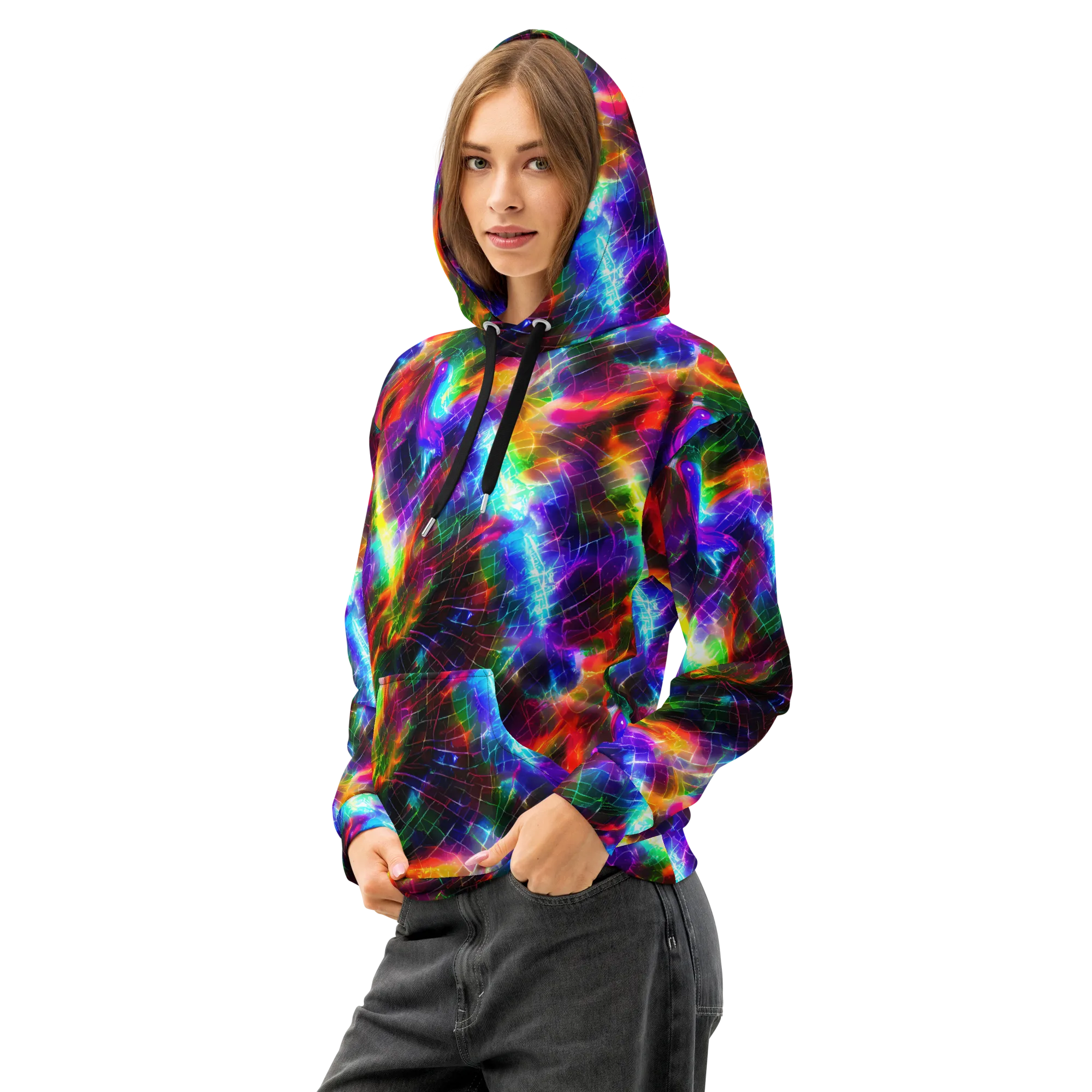 Shattered Spectrum on Cotton Hoodie — Left Front
