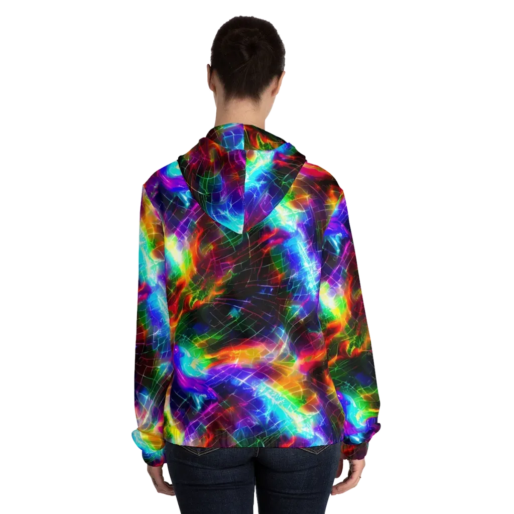 Shattered Spectrum on Women's Full-Zip Hoodie — Back On Person