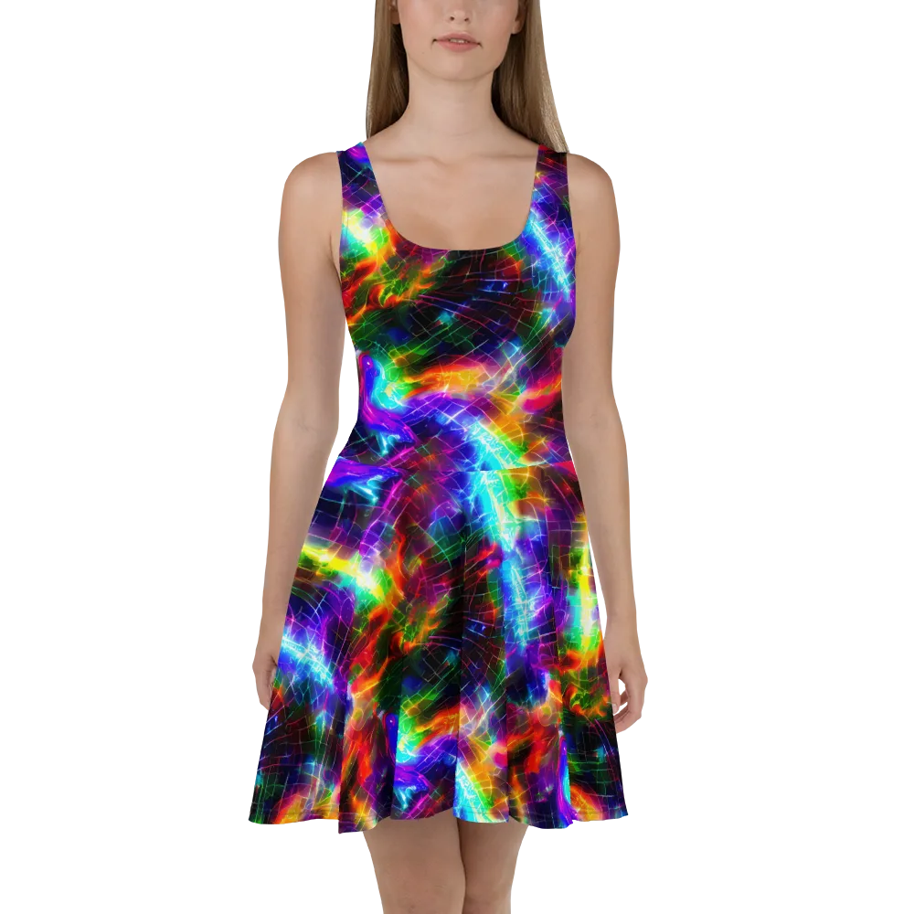 Shattered Spectrum on Skater Dress — Front