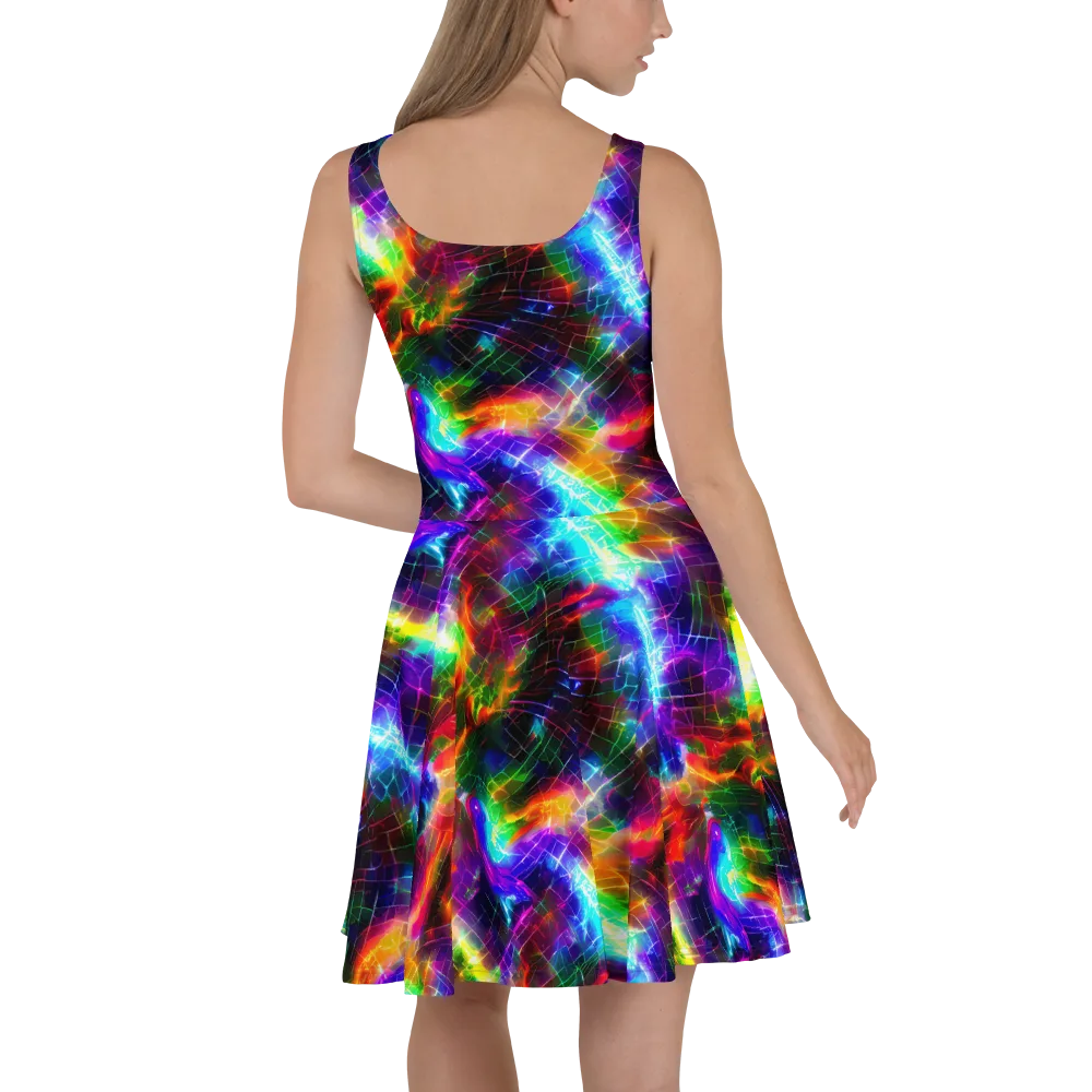 Shattered Spectrum on Skater Dress — Back