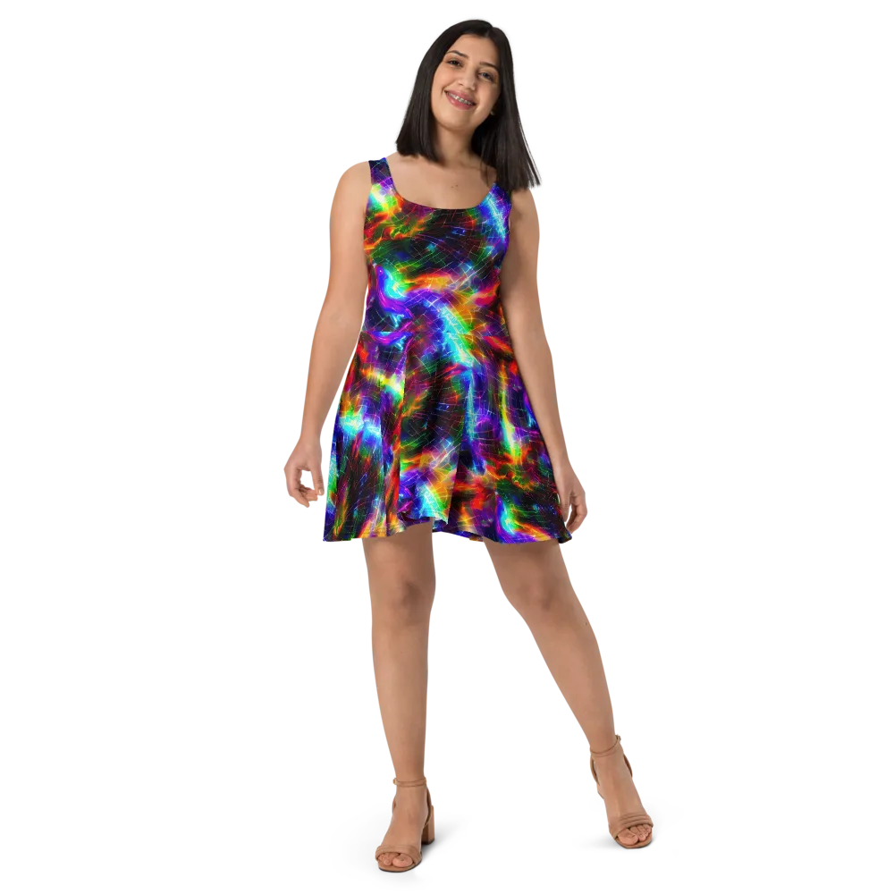 Shattered Spectrum on Skater Dress — Front