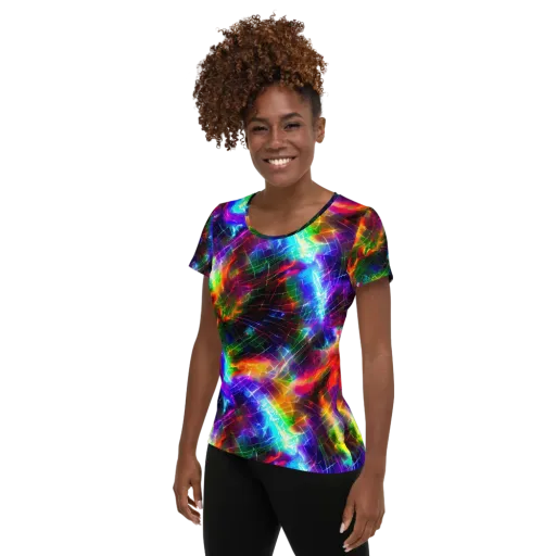 Shattered Spectrum on a Women's Athletic T-Shirt