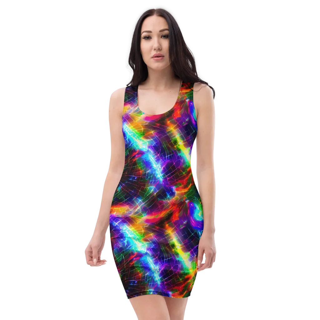 Shattered Spectrum on Bodycon Dress — Front