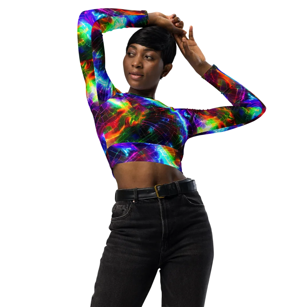 Shattered Spectrum on Long Sleeve Crop Top — Front