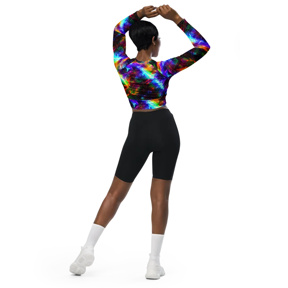 Shattered Spectrum on Long Sleeve Crop Top — Back