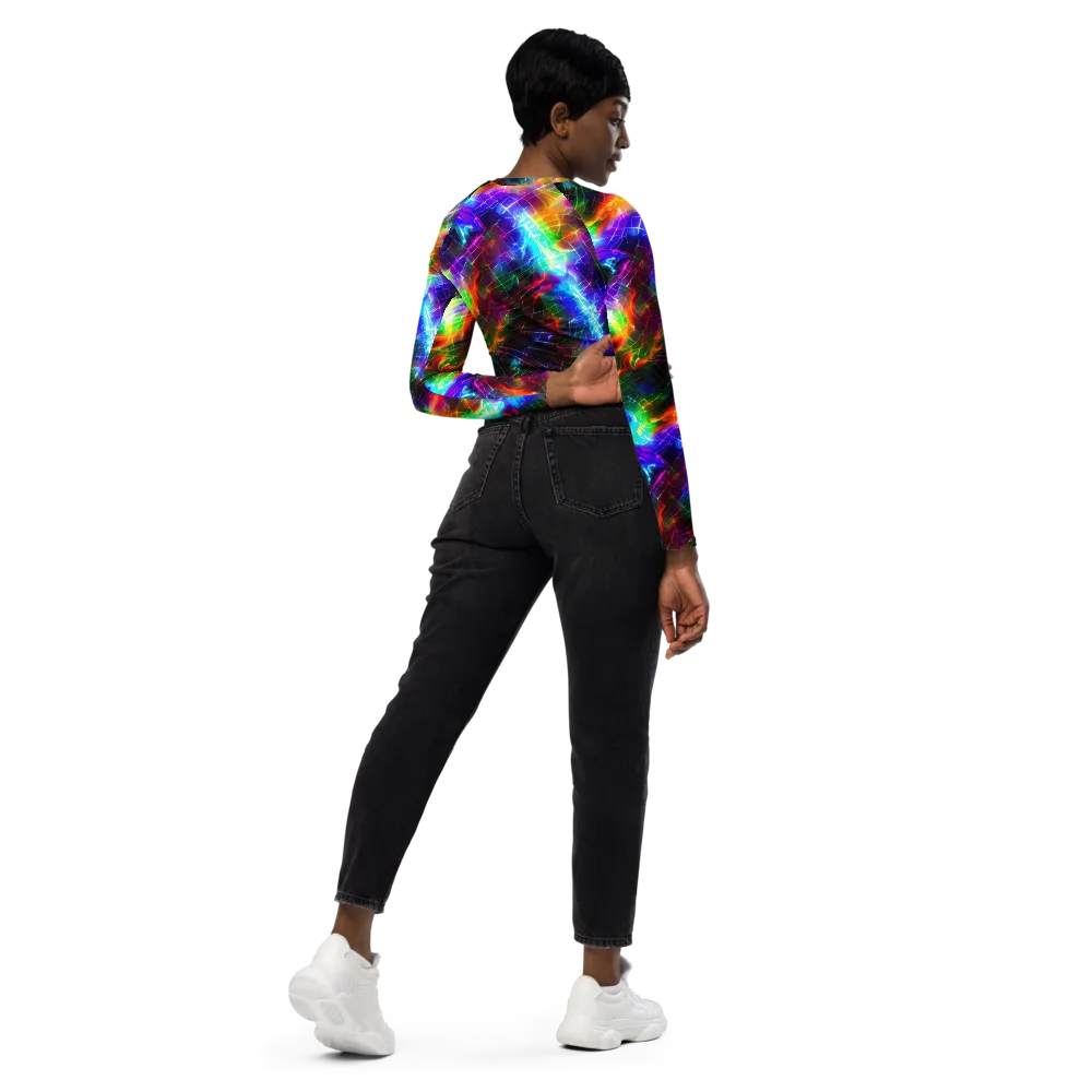 Shattered Spectrum on Long Sleeve Crop Top — Right Back