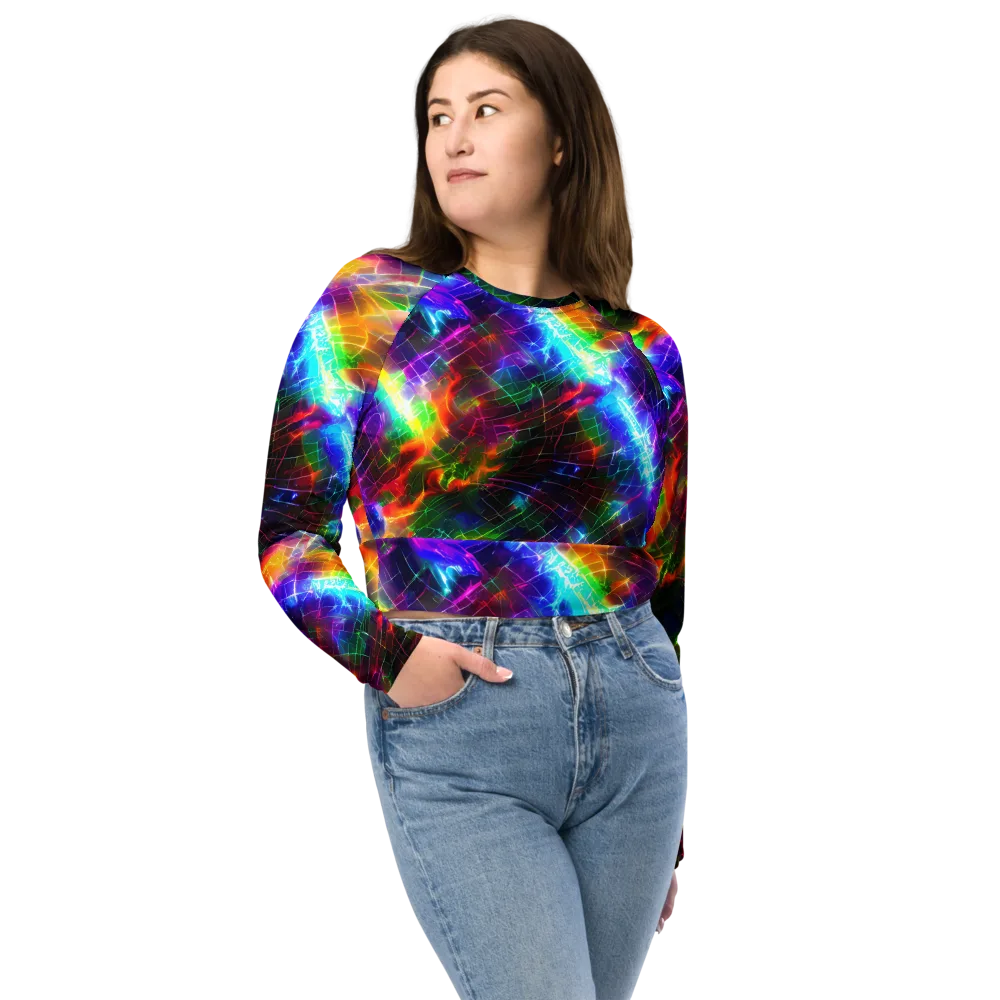 Shattered Spectrum on Long Sleeve Crop Top — Front