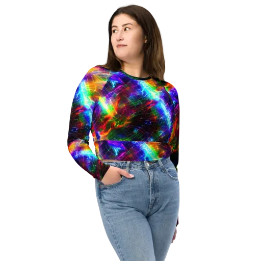 Shattered Spectrum on a Long Sleeve Crop Top