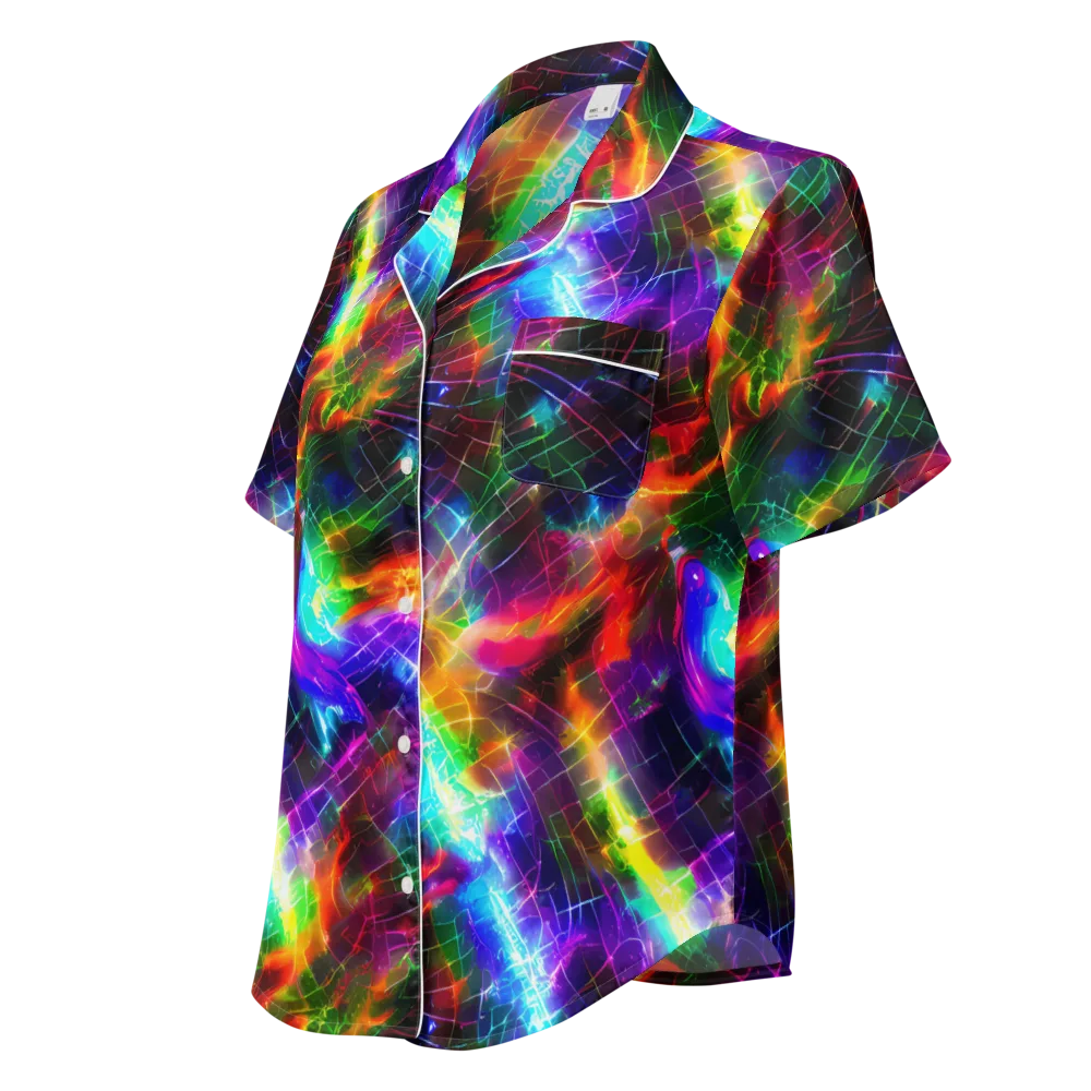 Shattered Spectrum on Women's Short Sleeve Pajama Top — Left Front