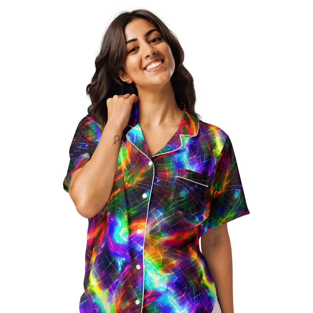 Shattered Spectrum on Women's Short Sleeve Pajama Top — Front