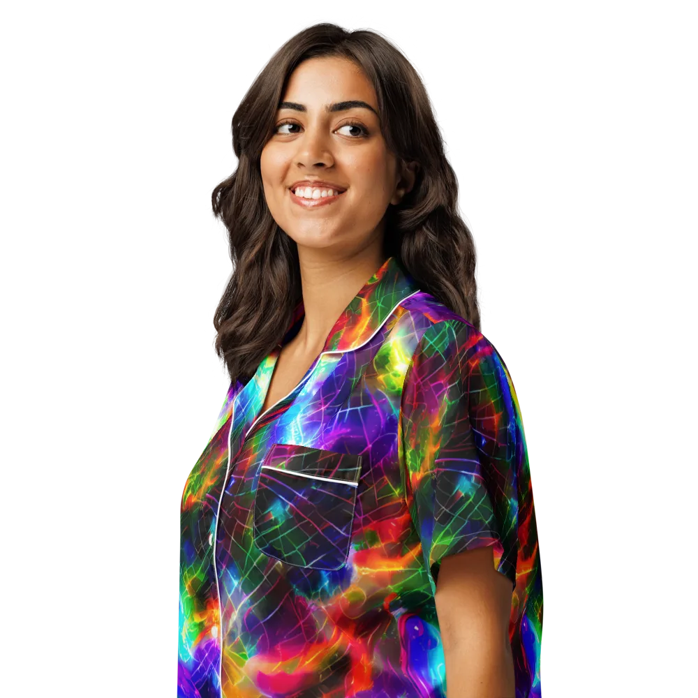 Shattered Spectrum on Women's Short Sleeve Pajama Top — Left Front