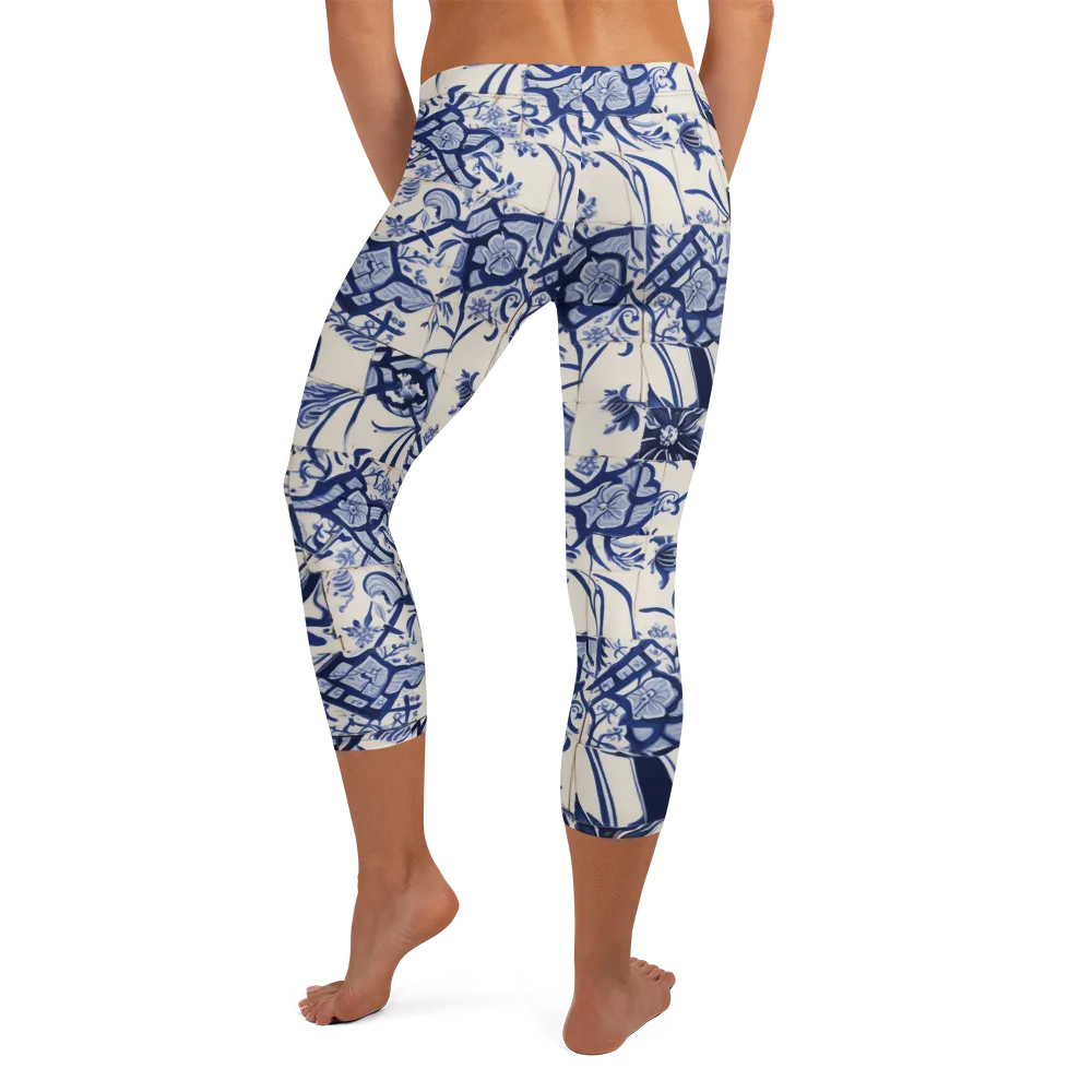 Cobalt Delft Reverie on Capri Leggings — Back