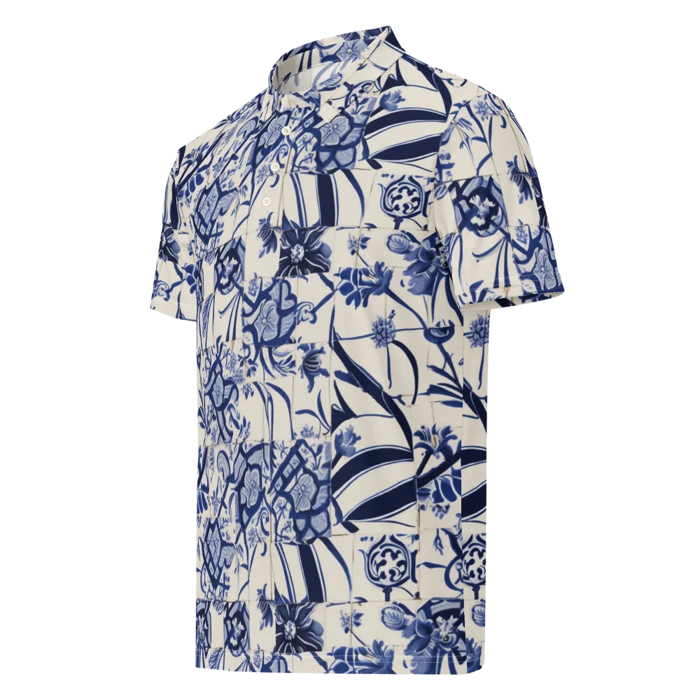 Cobalt Delft Reverie on Men's Slim Fit Polo Shirt — Left Front