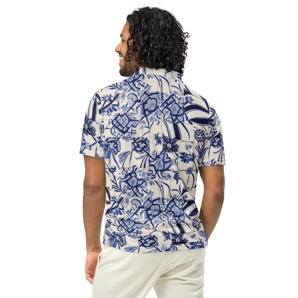 Cobalt Delft Reverie on Men's Slim Fit Polo Shirt — Back