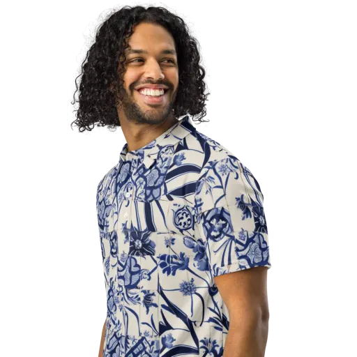 Cobalt Delft Reverie on a Men's Slim Fit Polo Shirt