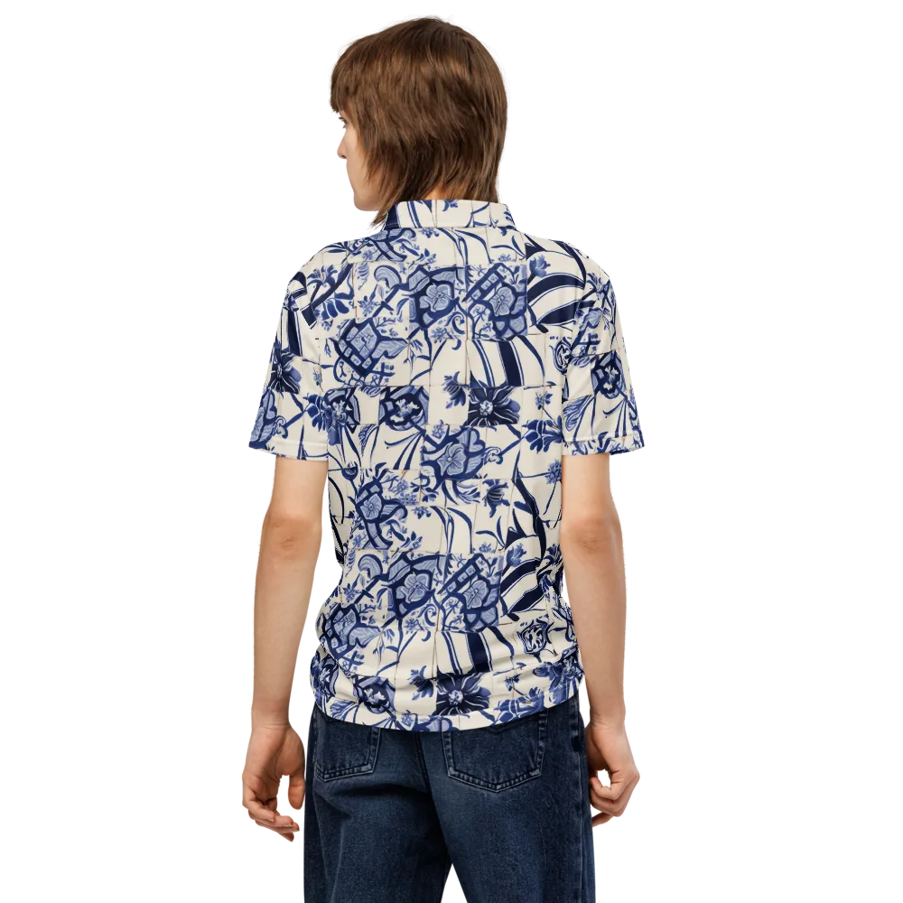 Cobalt Delft Reverie on Men's Slim Fit Polo Shirt — Back