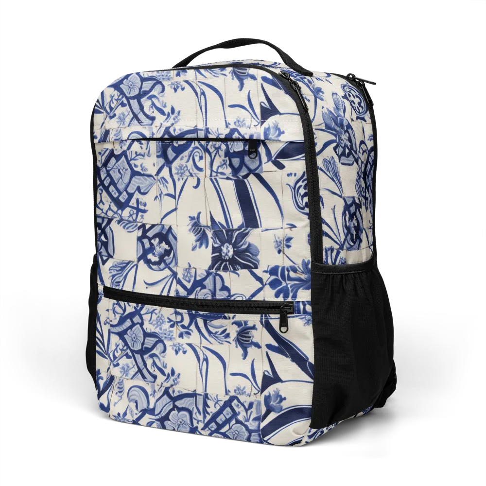 Cobalt Delft Reverie on Utility Backpack — Left Front