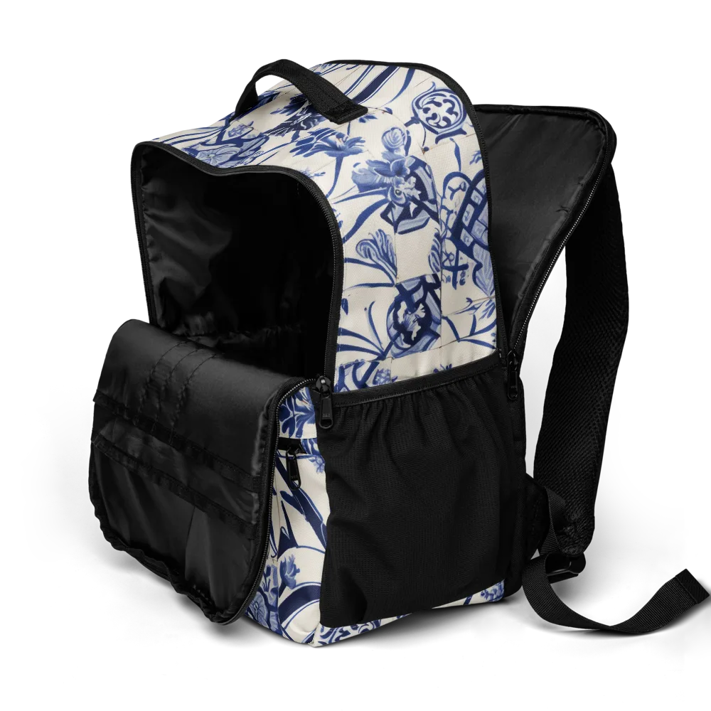 Cobalt Delft Reverie on Utility Backpack — Product details 2