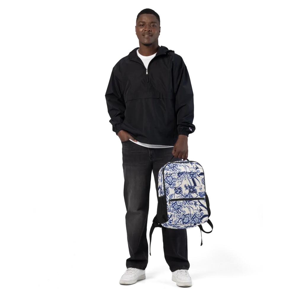 Cobalt Delft Reverie on Utility Backpack — Front