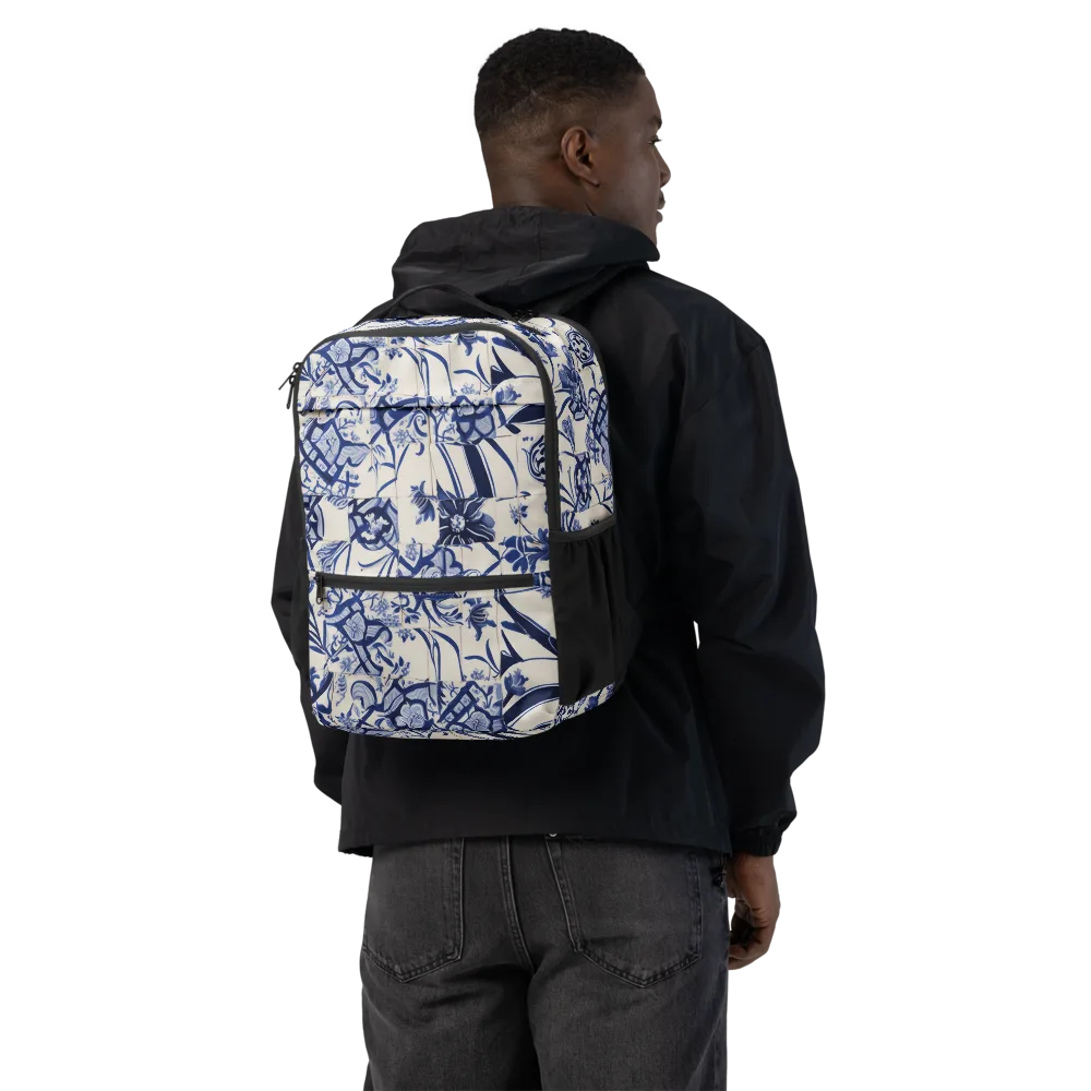 Cobalt Delft Reverie on Utility Backpack — Back