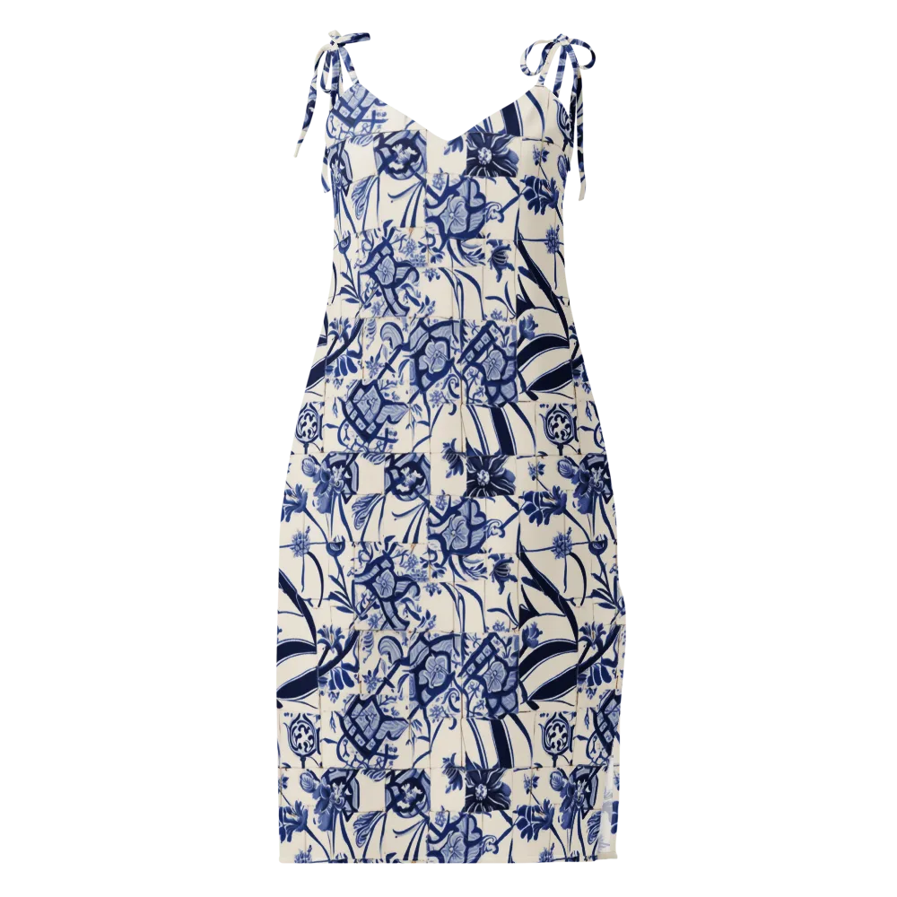 Cobalt Delft Reverie on Slip Dress — Front