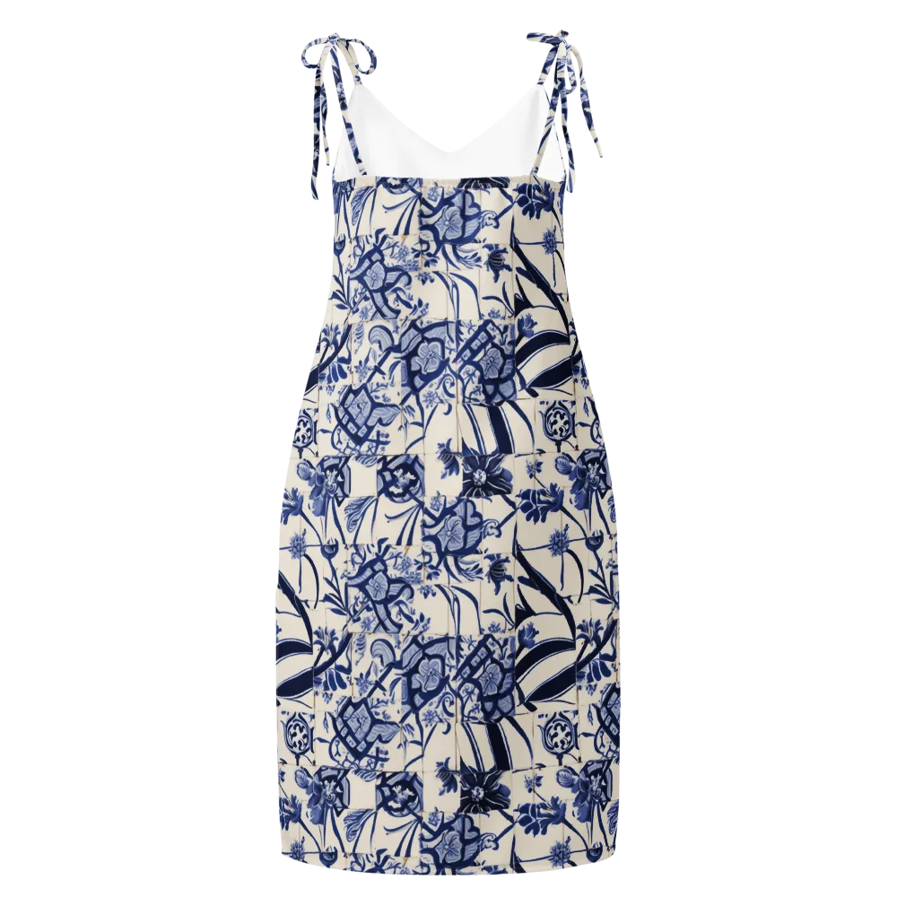 Cobalt Delft Reverie on Slip Dress — Back