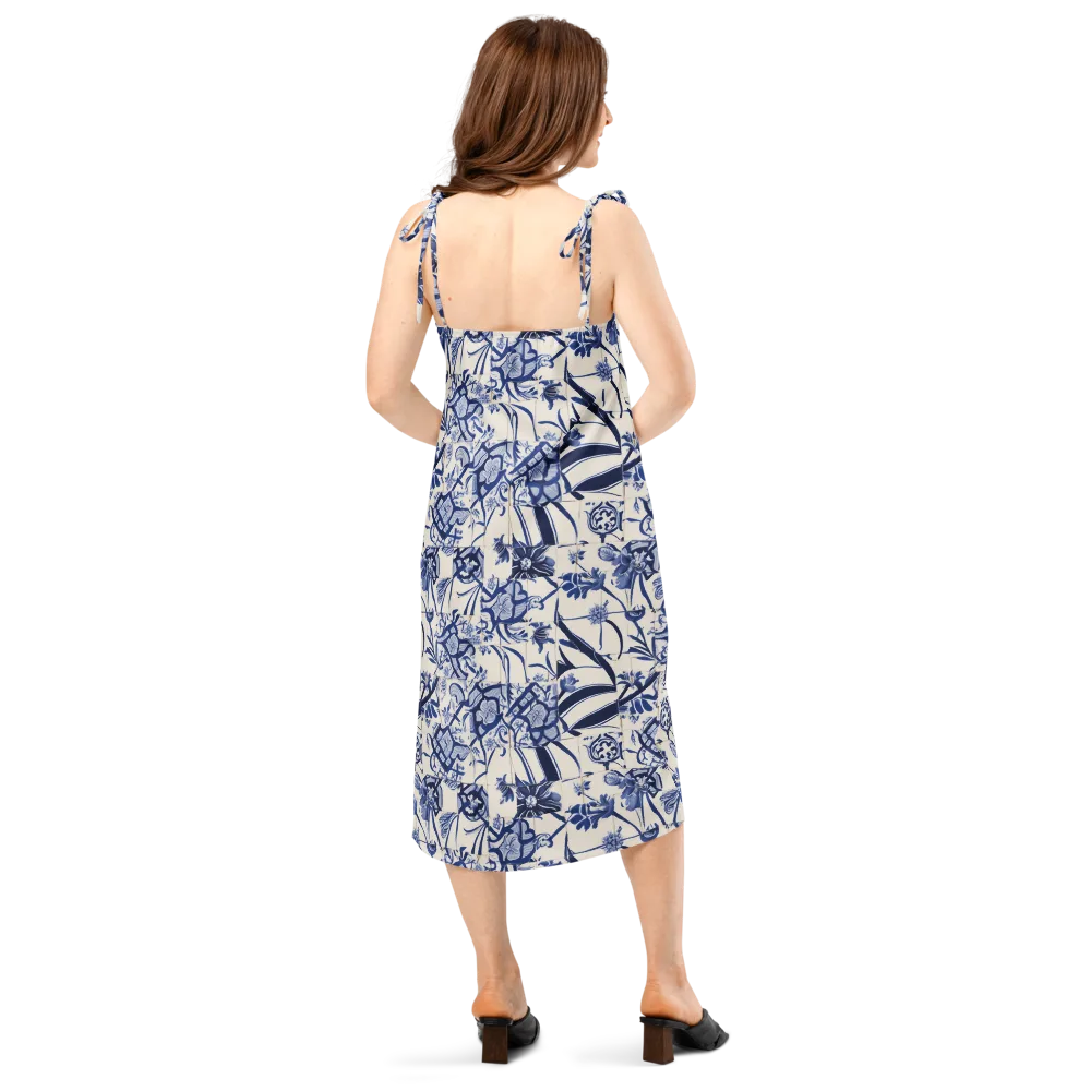 Cobalt Delft Reverie on Slip Dress — Back