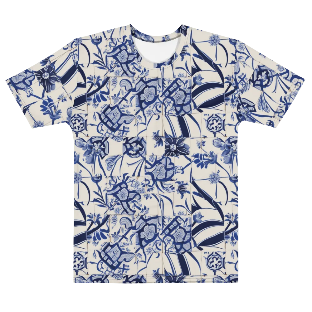 Cobalt Delft Reverie on Men's Cotton Crew Neck T-Shirt — Front