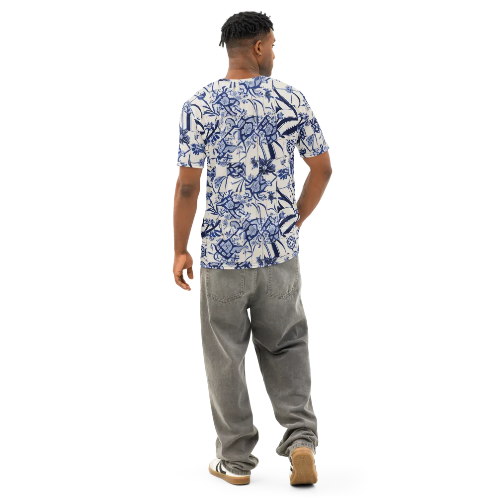 Cobalt Delft Reverie on Men's Cotton Crew Neck T-Shirt — Back