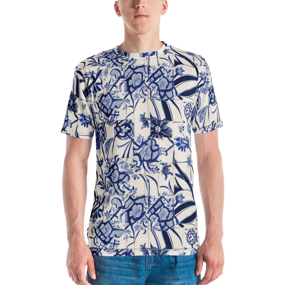 Cobalt Delft Reverie on Men's Crew Neck T-Shirt — Front