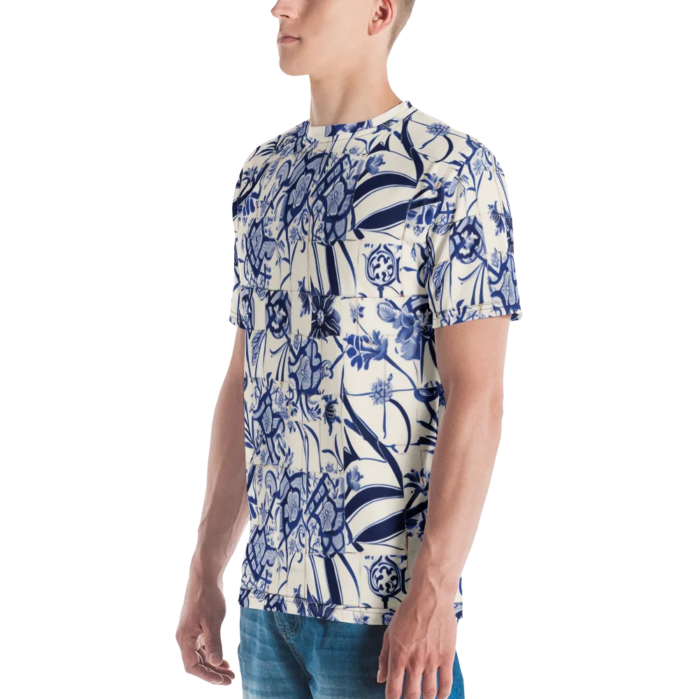 Cobalt Delft Reverie on Men's Crew Neck T-Shirt — Left
