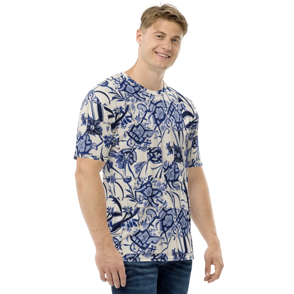 Cobalt Delft Reverie on Men's Crew Neck T-Shirt — Right