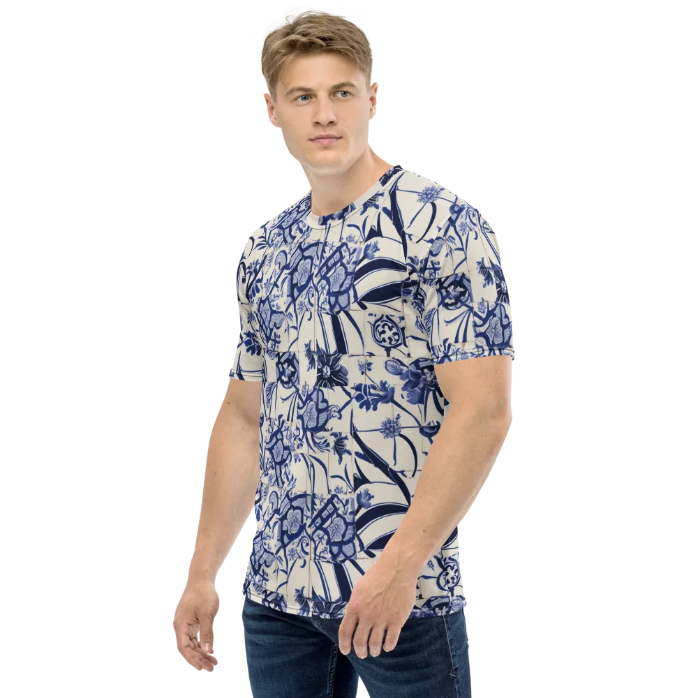 Cobalt Delft Reverie on Men's Crew Neck T-Shirt — Left