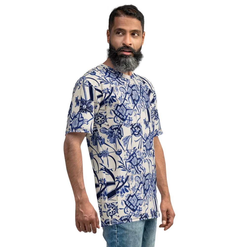 Cobalt Delft Reverie on Men's Crew Neck T-Shirt — Right